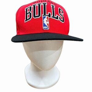 Adidas Chicago Bulls Snapback Hat NBA Draft Cap Red Black Flat Brim Adjustable